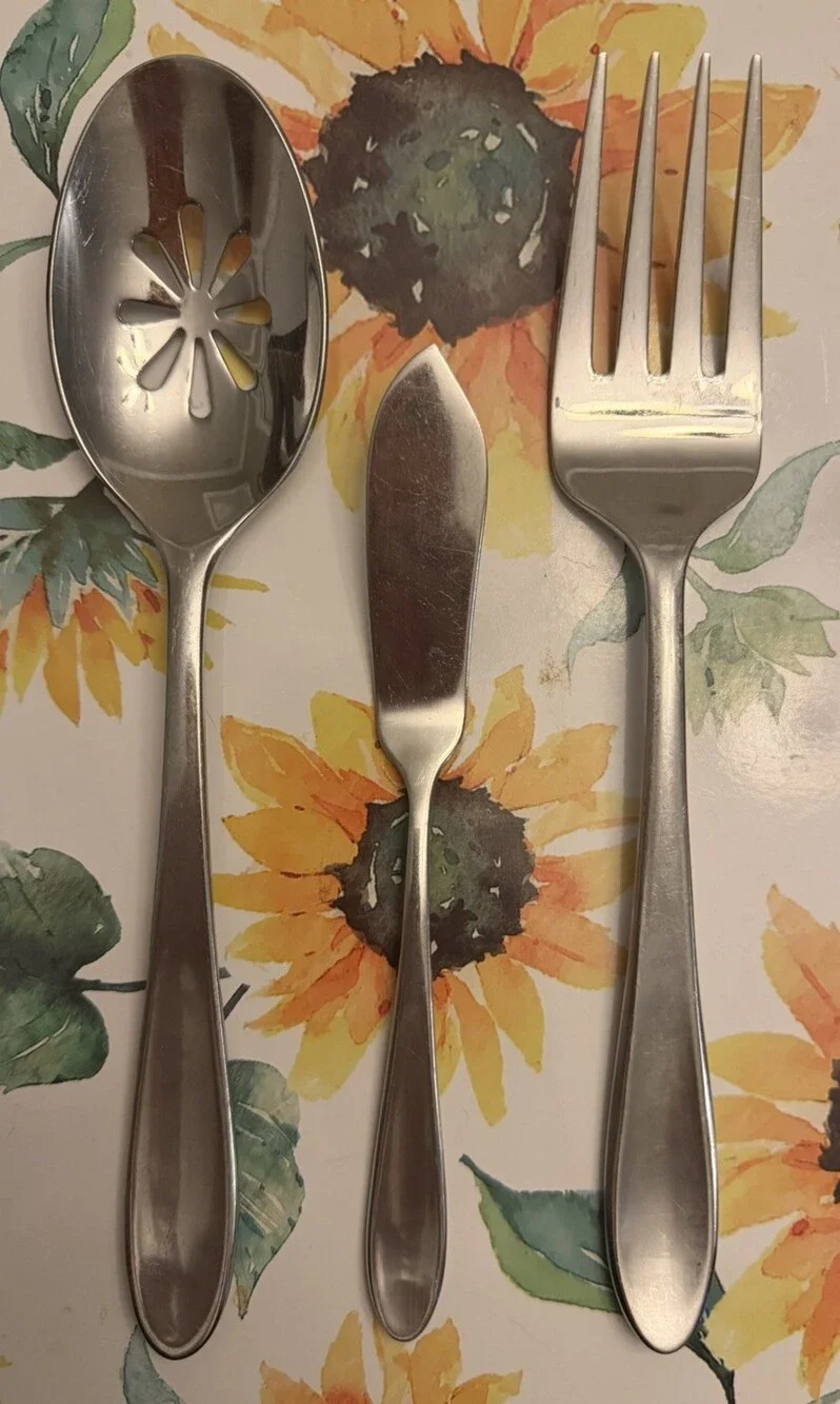 Mikasa Prescott Satin 3-Piece Hostess Serving Set 18/10 Stainless Steel